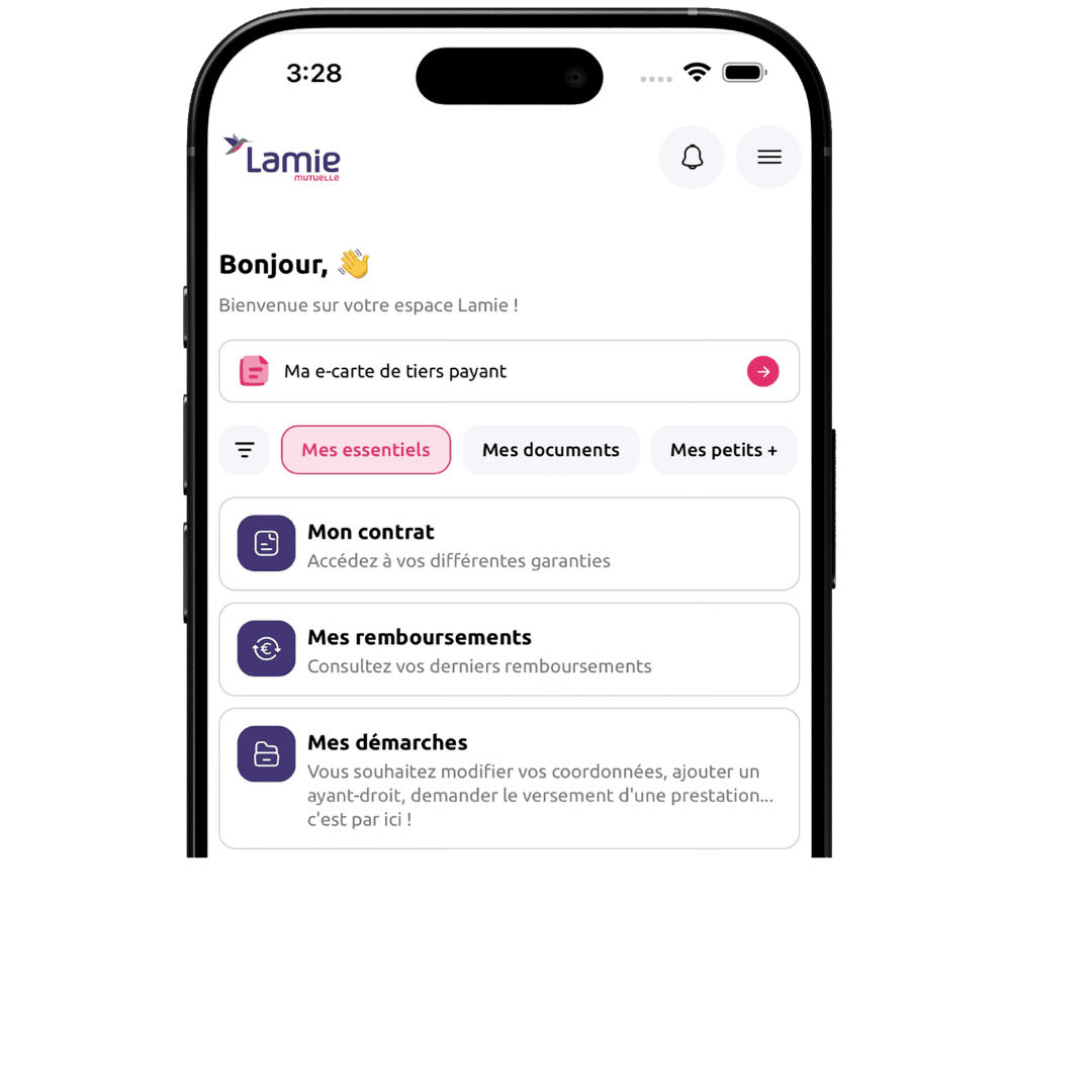 Application mobile de gestion de mutuelle d'entreprise Lamie mutuelle pour suivre remboursements et garanties
